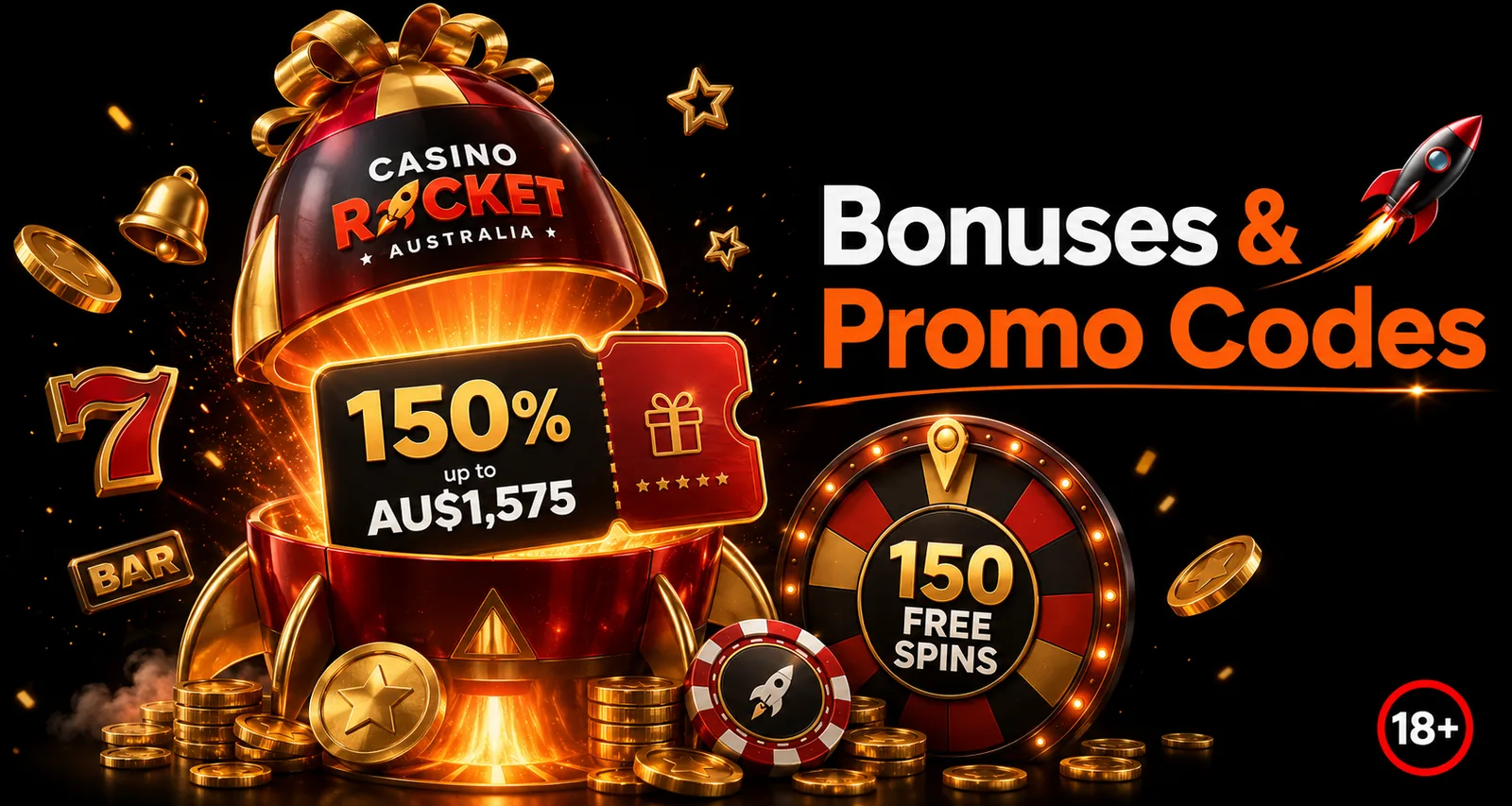Unlock Casino Rocket AU promo code ROCKET2026 for 150% deposit bonus plus 150 free spins package