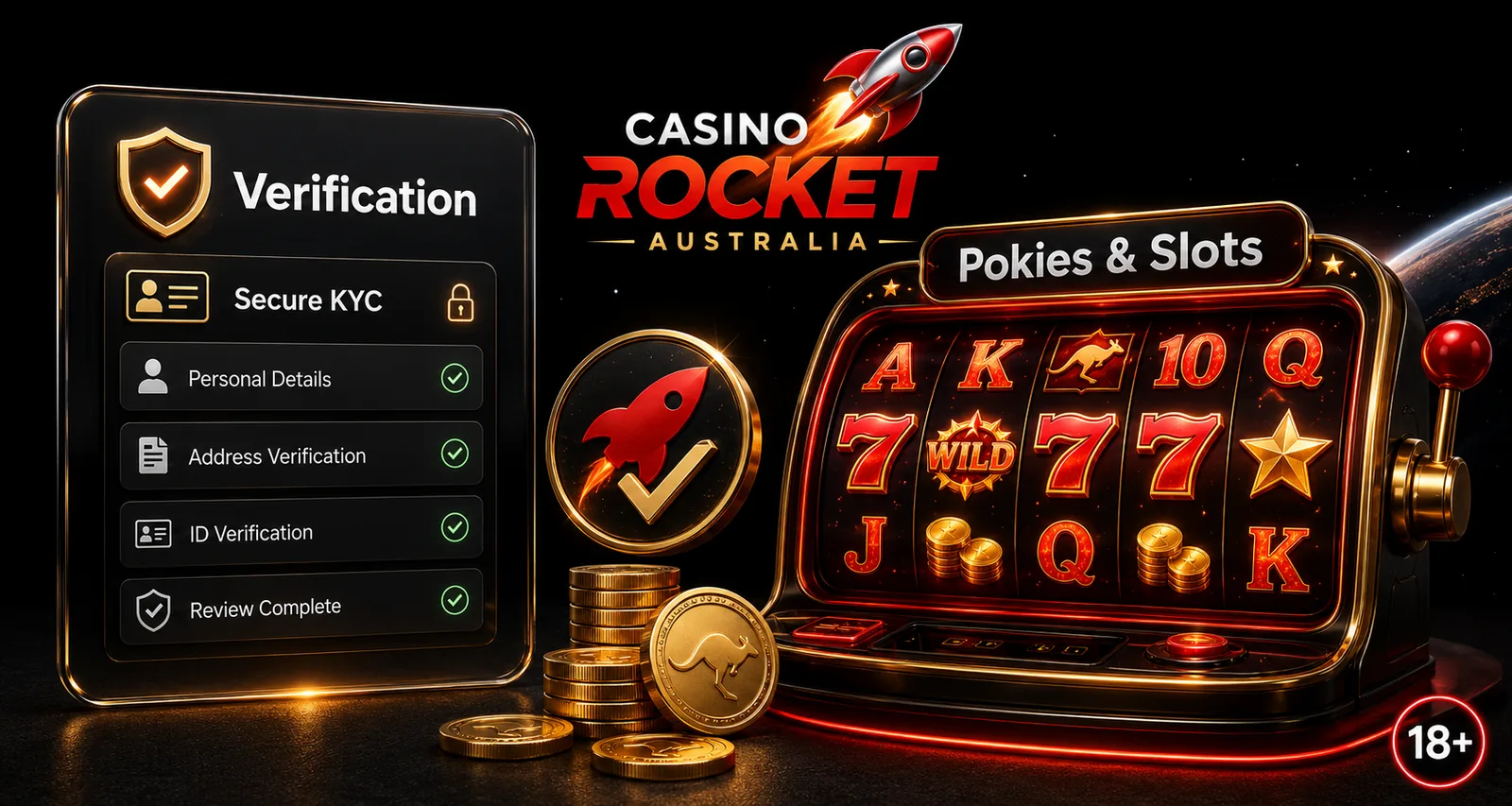 Casino Rocket Australia KYC verification steps — secure personal details, address and ID checks